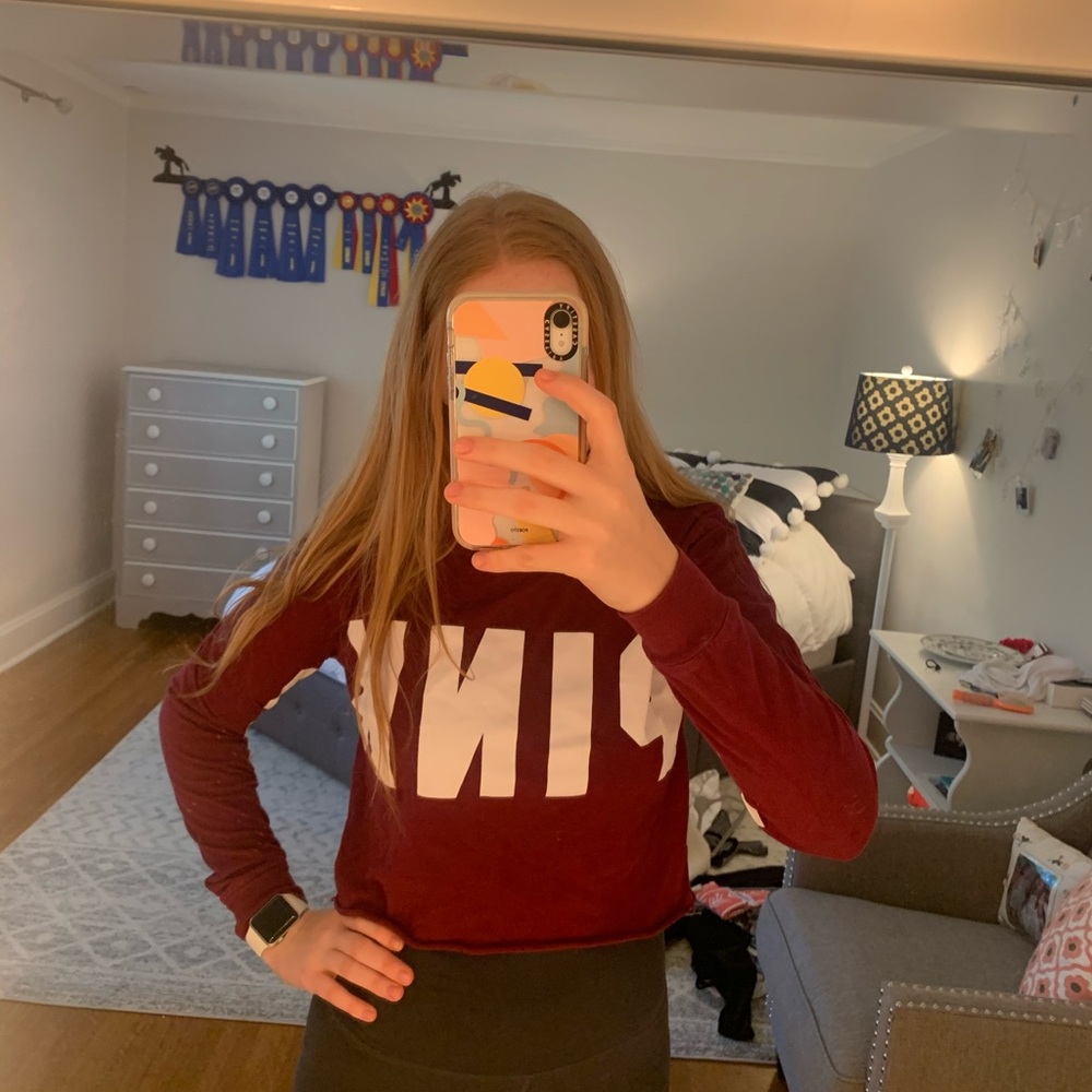 Maroon PINK cropped long sleeve
